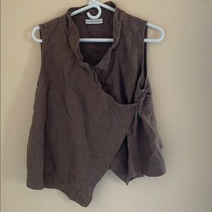 bryn Walker koryo vest- Chocolate Brown Linen Sleeveless